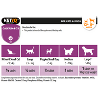 VETIQ Calcium +D3 Cat & Dog Supplement 60 Tablets -