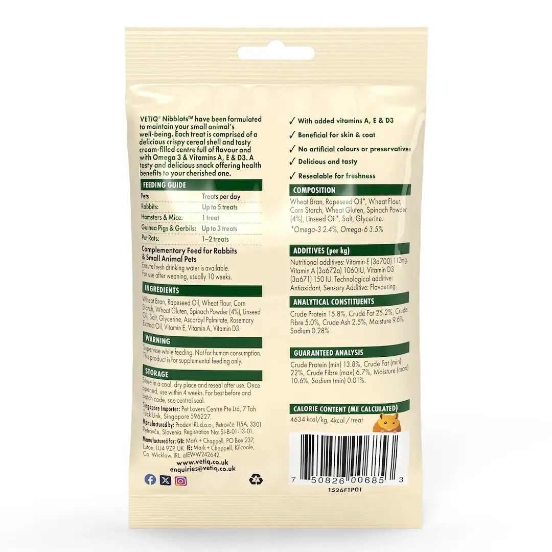 VETIQ Nibblots Spinach Small Animal Treats 30g - 30g