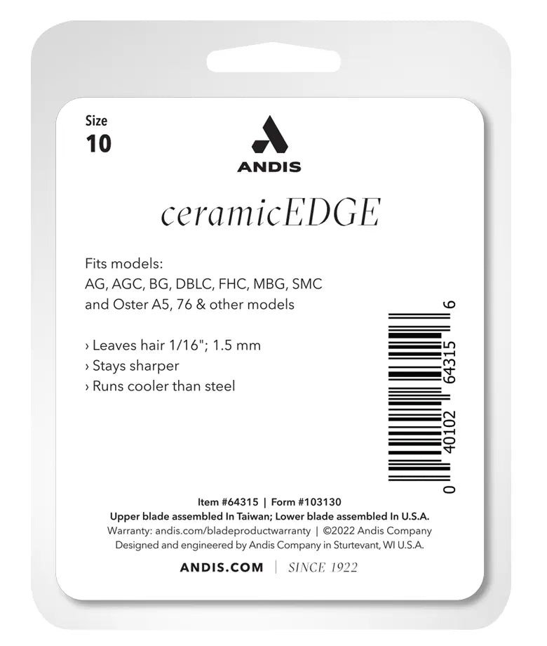 Andis Ceramic Edge® Detachable Blade[Blade Size - 10 / 1.5mm]