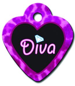 ID Tag Heart Small Diva Black & Pink  -