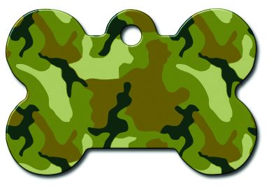 ID Tag Bone Painted Green Camouflage - Small