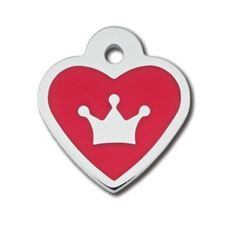 ID Tag Heart Epoxy Red Crown  -
