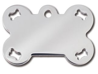 ID Tag Bone Chrome with Cut-Out  -