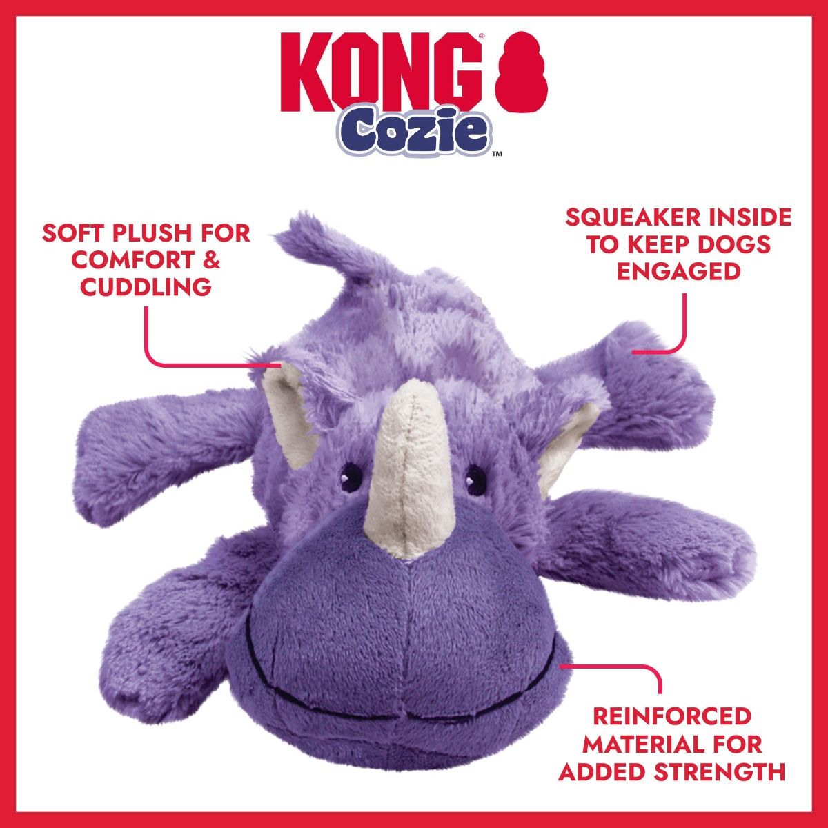Kong Cozie Rosie Rhino Dog Toy - S