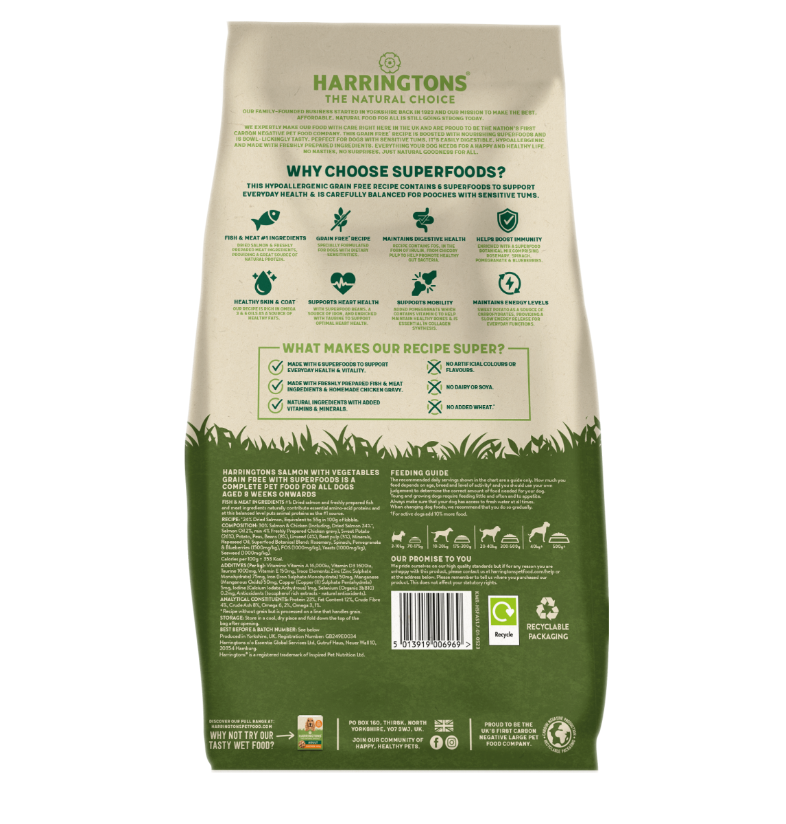 Harringtons Superfoods Salmon with Vegetables Adult Dry Dog Food - 12kg