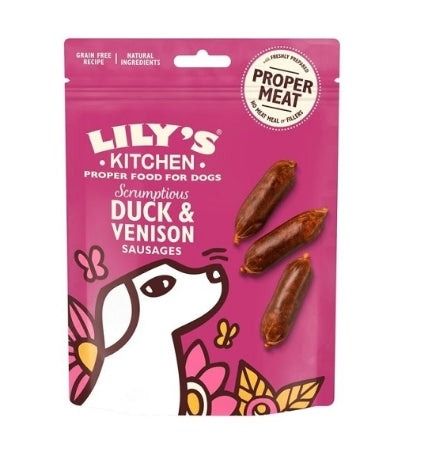 Lily's Kitchen Scrumptious Duck with Venison Sausages Dog Treats 70g - 70g