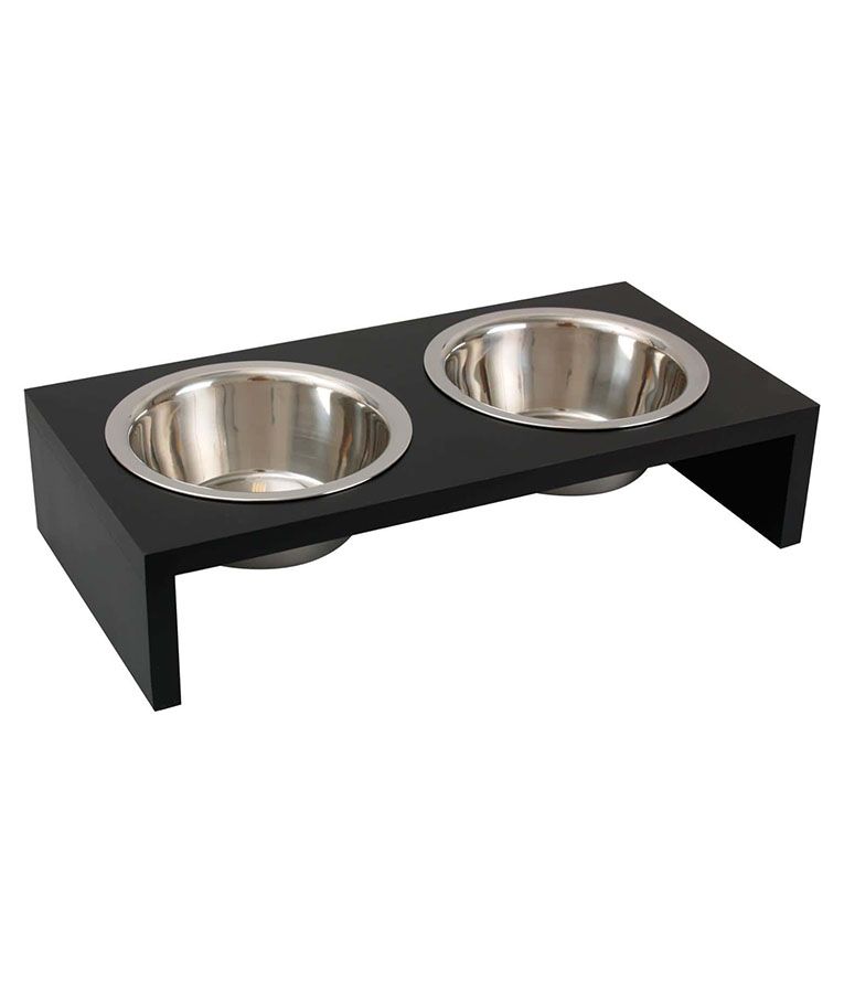 Flamingo Duo Dinner Stand Kobushi Dog Bowl - BLACK 220ML