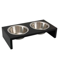 Thumbnail for Flamingo Duo Dinner Stand Kobushi Dog Bowl - BLACK 220ML
