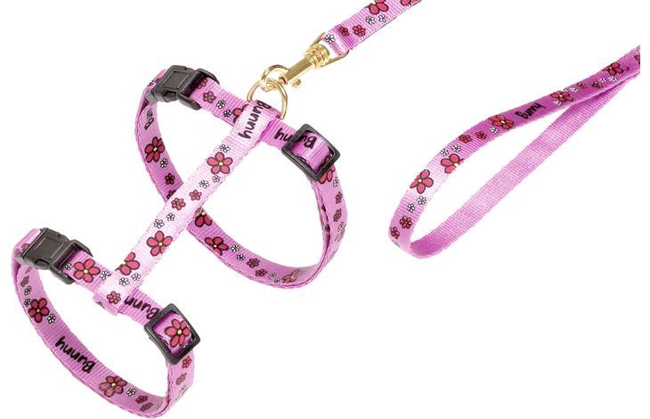 Flamingo Ziggi Flower Cat Harness & Leash 20-35cm 10mm -