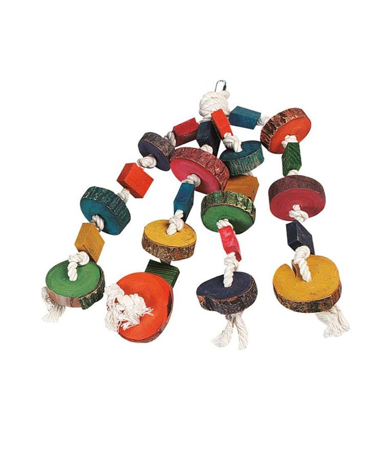 Flamingo 4 Ropes Beads Cage Hanger Bird Toy -