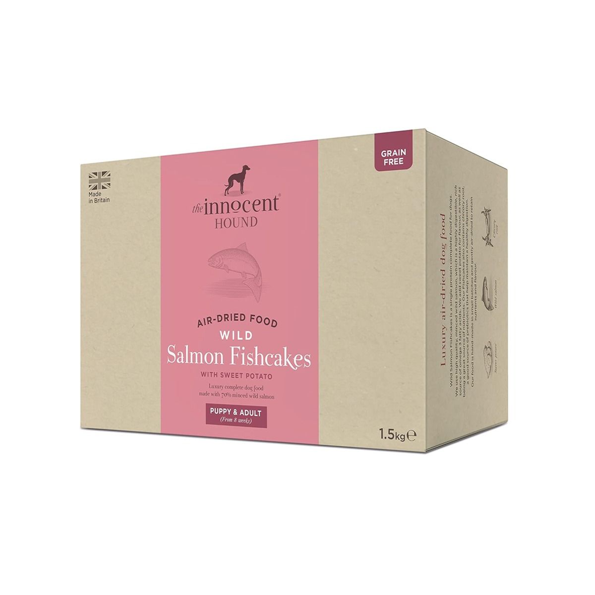 The Innocent Hound Air-Dried Wild Salmon Fishcakes with Sweet Potato Puppy & Adult Dry Dog Food - 1.5kg