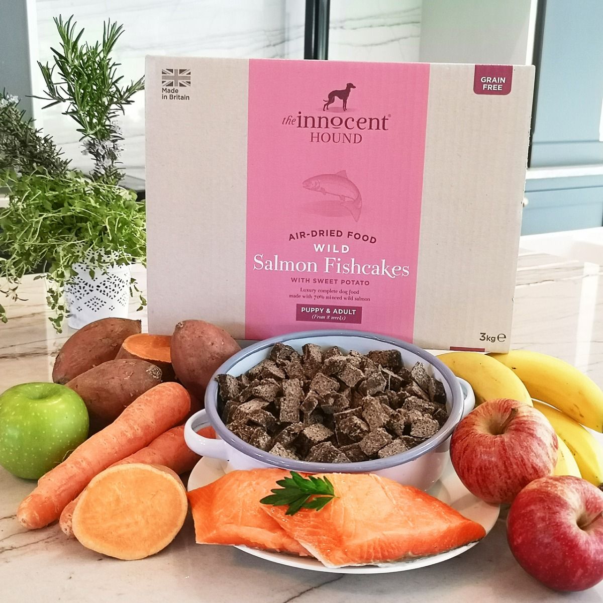 The Innocent Hound Air-Dried Wild Salmon Fishcakes with Sweet Potato Puppy & Adult Dry Dog Food - 3kg