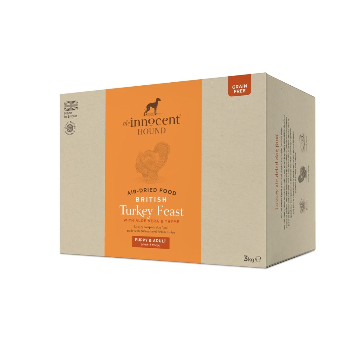 The Innocent Hound Air-Dried British Turkey Feast with Aloe Vera & Thyme Puppy & Adult Dry Dog Food - 3kg