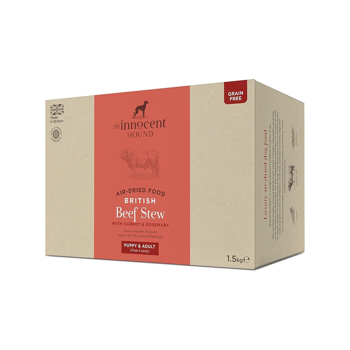 The Innocent Hound Air-Dried British Beef Stew with Carrot & Rosemary Puppy & Adult Dry Dog Food - 1.5kg