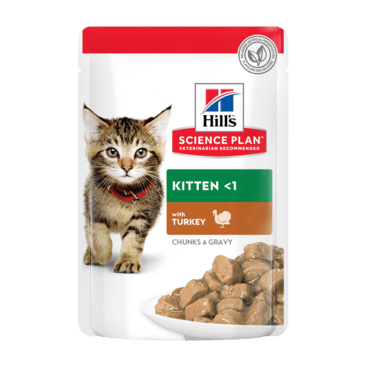 BUY 1 GET 1 FREE Hill’s Science Plan Tender Chunks In Gravy Kitten Turkey Pouches (12x85g) (Summer Hydration Offer)