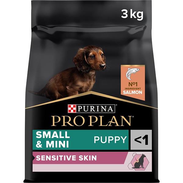 PRO PLAN SMALL AND MINI PUPPY SENSITIVE SKIN, DRY DOG FOOD WITH SALMON, 3 KG