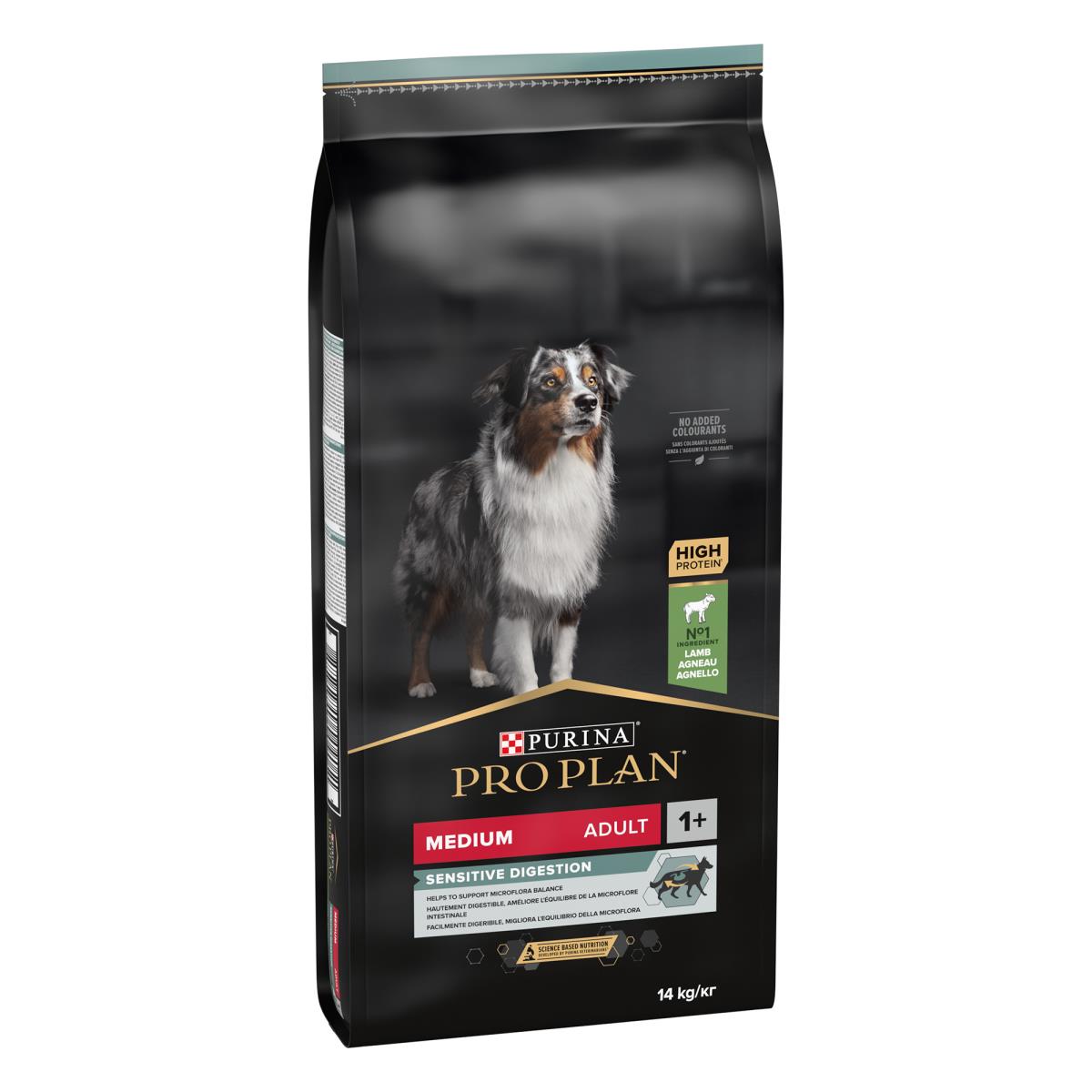 PRO PLAN SENSITIVE DIGESTION MEDIUM ADULT, DRY DOG FOOD WITH LAMB, 14 KG
