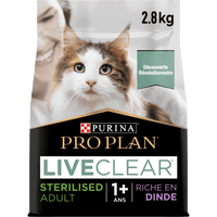 PRO PLAN LIVECLEAR STERILISED ADULT, ALLERGEN REDUCING DRY CAT FOOD WITH TURKEY 2.8 KG