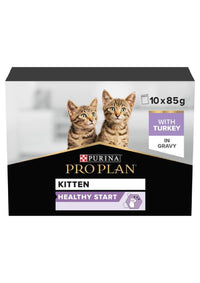 PRO PLAN KITTEN, WET CAT FOOD, TURKEY IN GRAVY, MULTIPACK, 10 X 85G