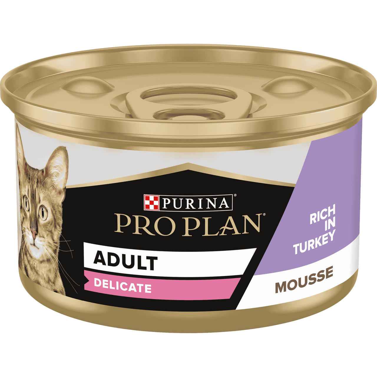 PRO PLAN ADULT DELICATE DIGESTION, WET CAT FOOD, MOUSSE RICH IN TURKEY, 24 X 85G
