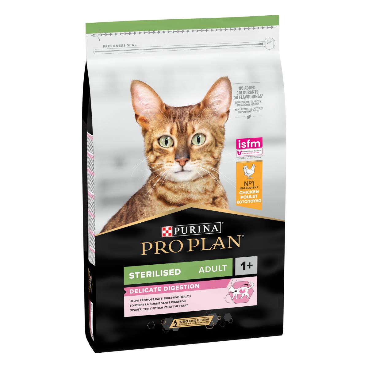 PRO PLAN STERILISED ADULT DELICATE DIGESTION DRY CAT FOOD WITH CHICKEN, 10 KG