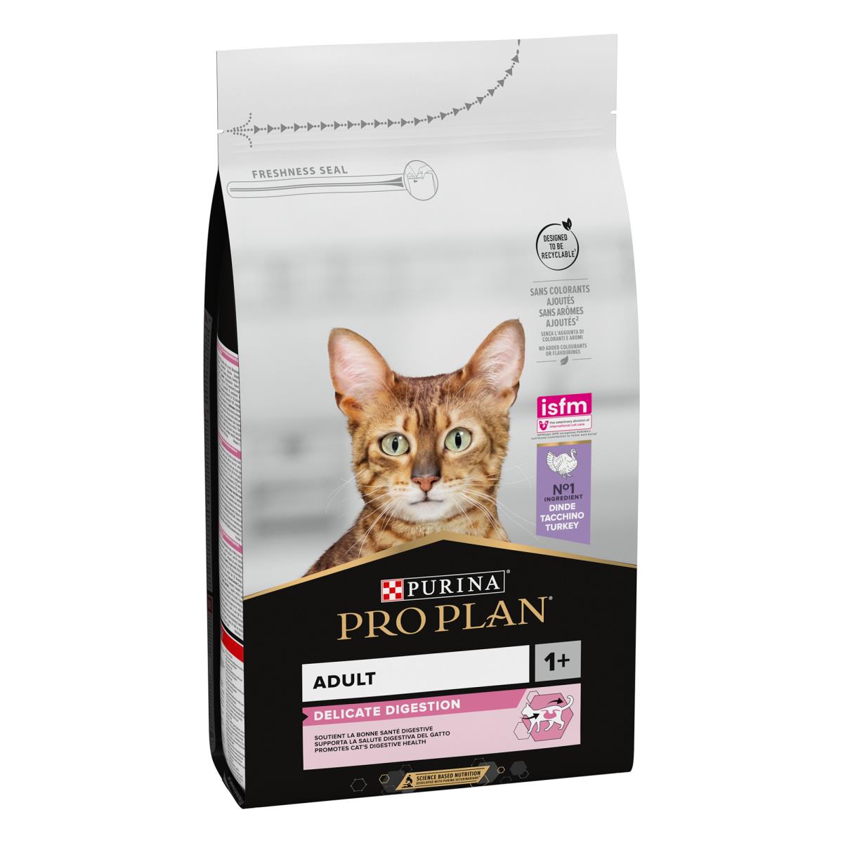 PRO PLAN ADULT DELICATE DIGESTION, DRY CAT FOOD WITH TURKEY, 10 KG