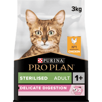 PRO PLAN STERILISED ADULT DELICATE DIGESTION DRY CAT FOOD WITH CHICKEN, 3 KG