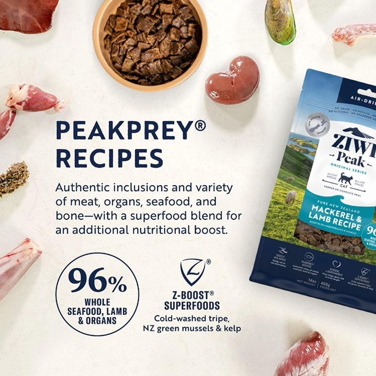 ZIWI Peak Air-Dried Mackerel & Lamb Recipe Dry Cat Food - 1KG