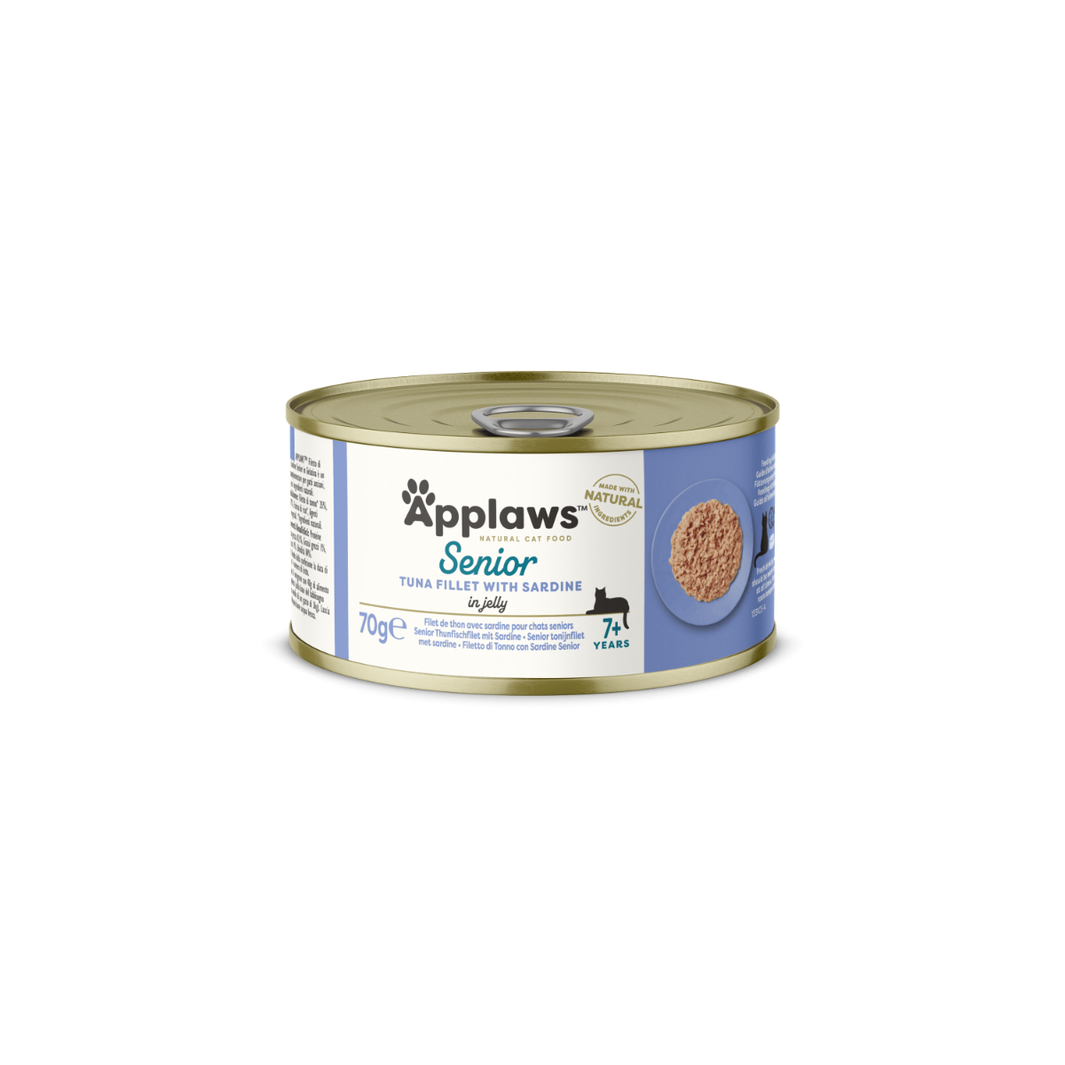 Applaws Tuna Fillet with Sardine Senior Wet Cat Food 70g Tin - 70G