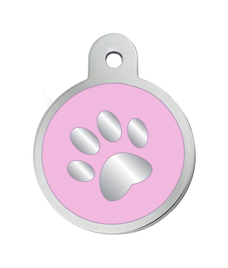 ID Tag Circle Epoxy Pink Paw  - Small