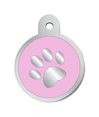 Thumbnail for ID Tag Circle Epoxy Pink Paw  - Small