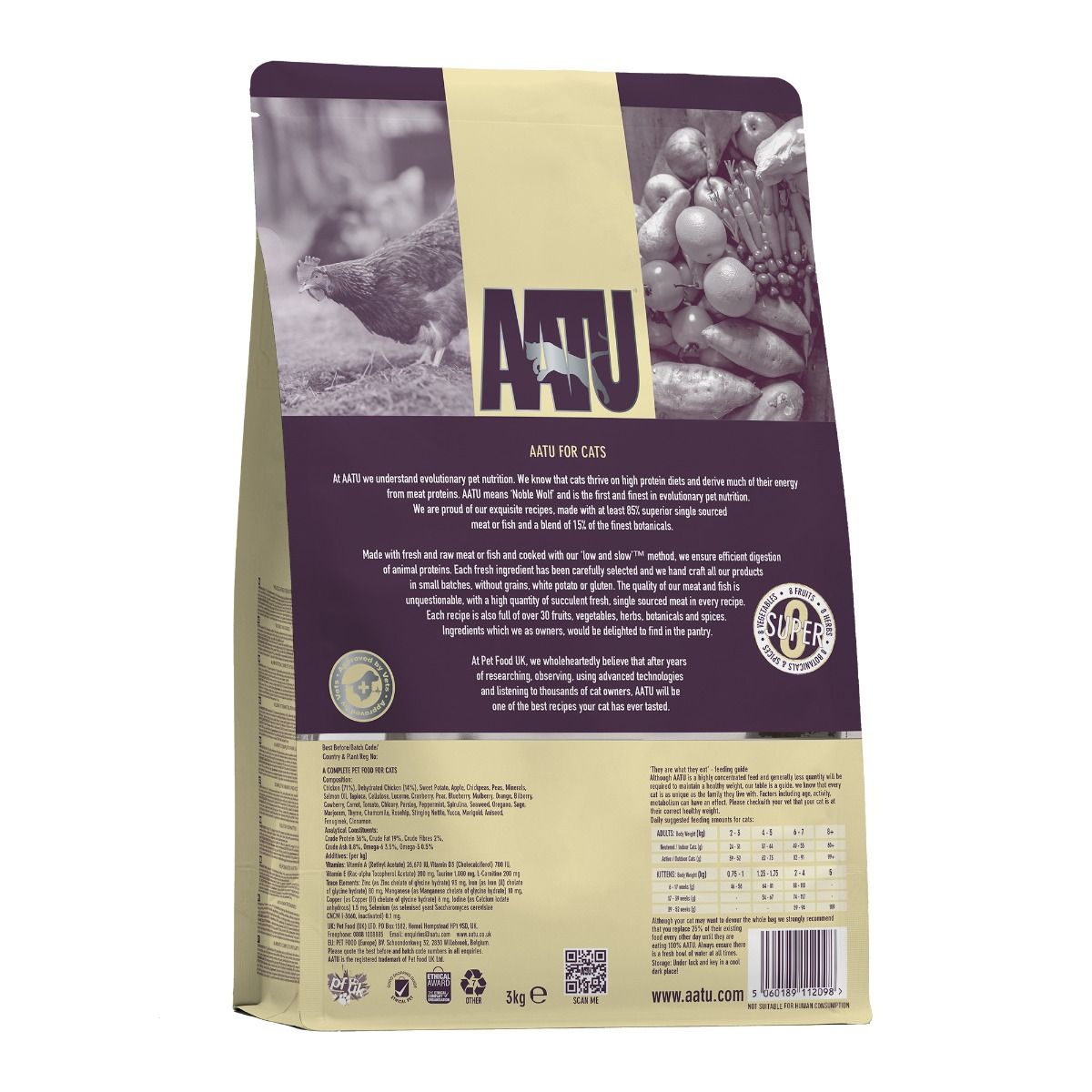 AATU Free Run Chicken Dry Cat Food 3kg - 3kg