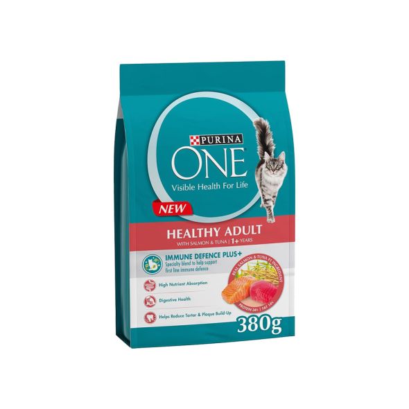 Purina One Healthy Adult Cat Dry Food Salmon & Tuna 380g