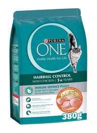 Thumbnail for Purina One Hairball Control Cat Dry Food Chicken 380g