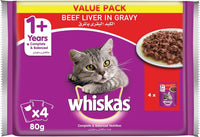 Thumbnail for Whiskas Tender Bites Beef in Gravy, Pouch, 80g x 4pack