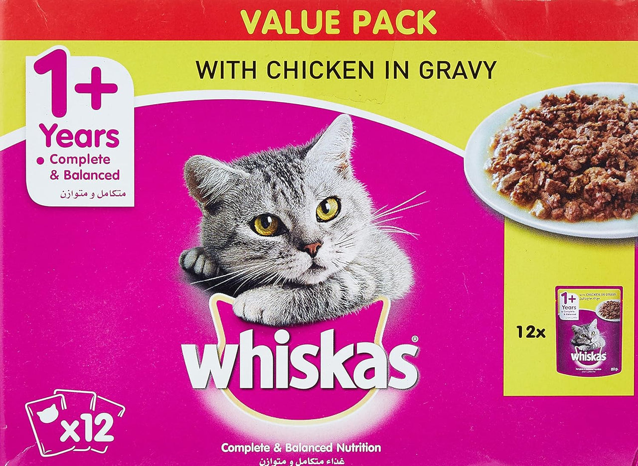 Whiskas Chicken Gravy wet food 80g (Pack of 12 x 80g)