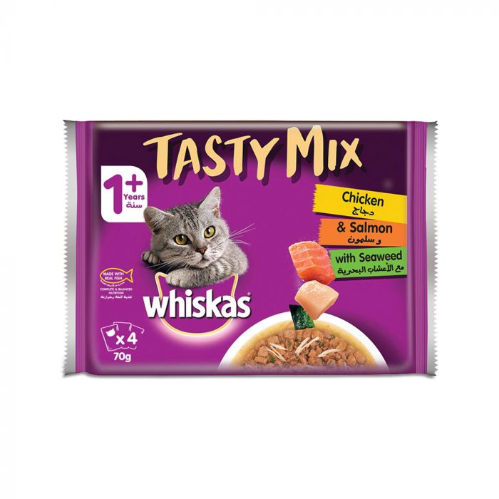 Whiskas Tasty Mix Chicken & Salmon Wet Cat Food (4 x 70g)