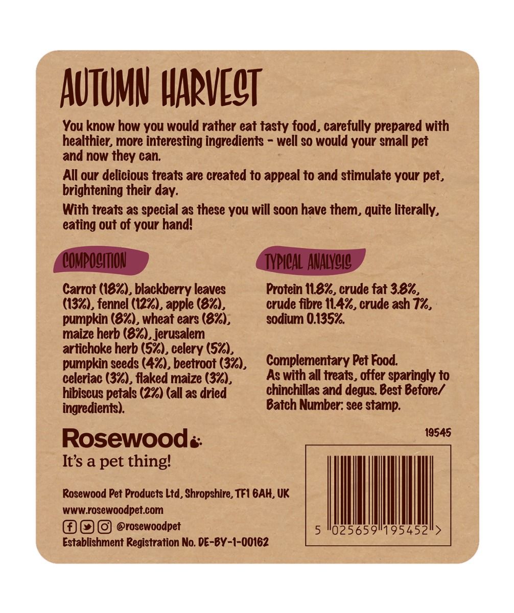 Rosewood Naturals Autumn Harvest Small Animal Treats 150g - 150g