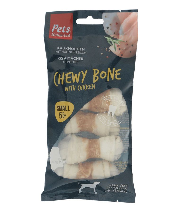 Pets Unlimited Chewy Bone with Chicken Small Dog Treats 5pcs  -