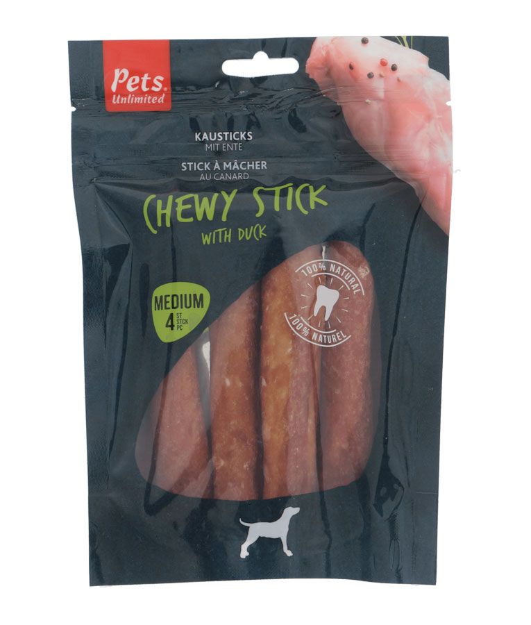 Pets Unlimited Chewy Stick with Duck Medium Dog Treats 4pcs -