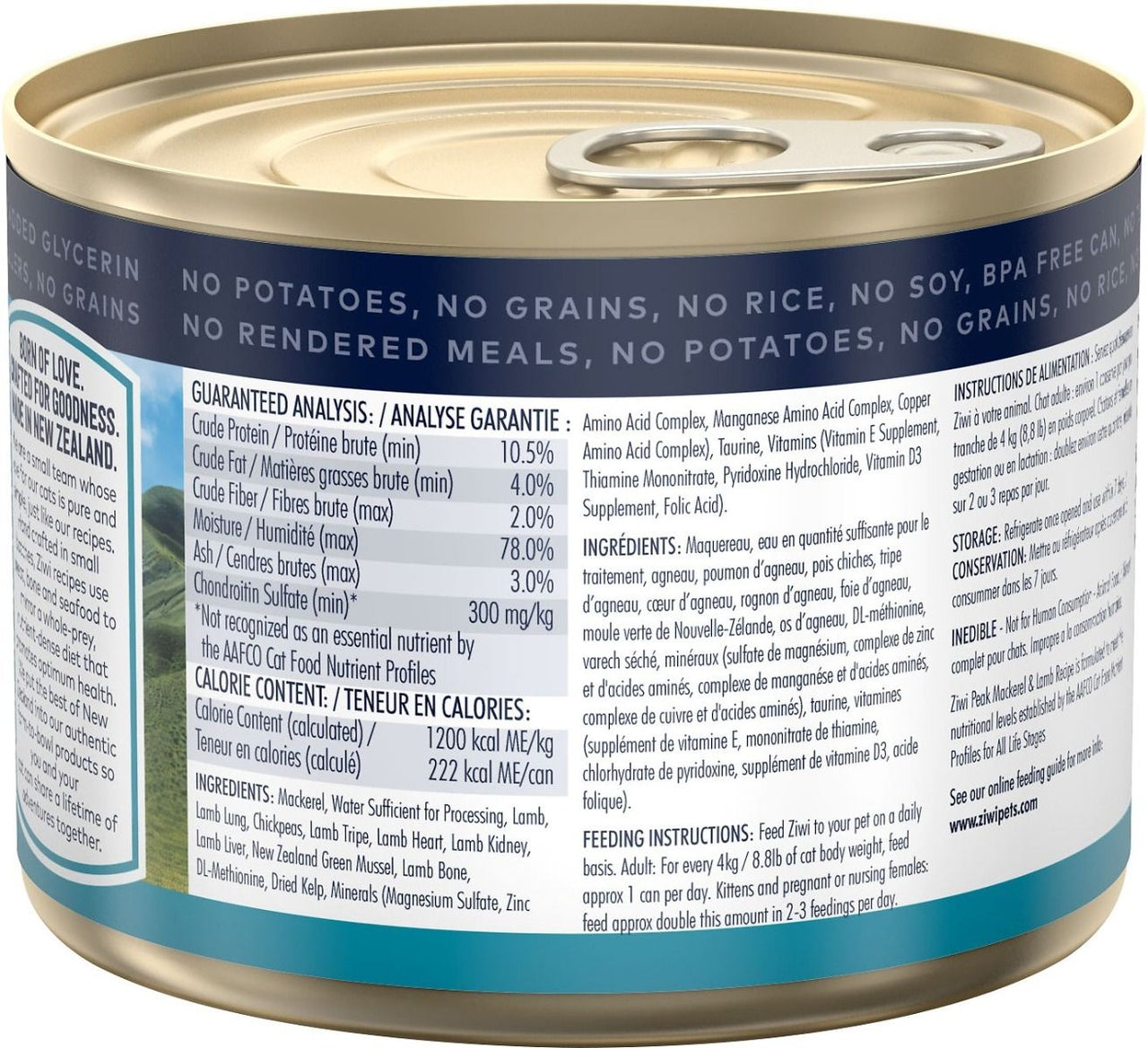 ZIWI Peak Mackerel & Lamb Recipe Wet Cat Food - 185G