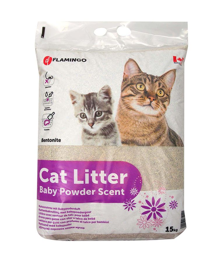 Flamingo Bentonite Baby Powder Scent Clumping Cat Litter - 15KG