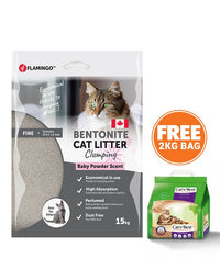 Thumbnail for Flamingo Bentonite Baby Powder Scent Clumping Cat Litter - 15KG
