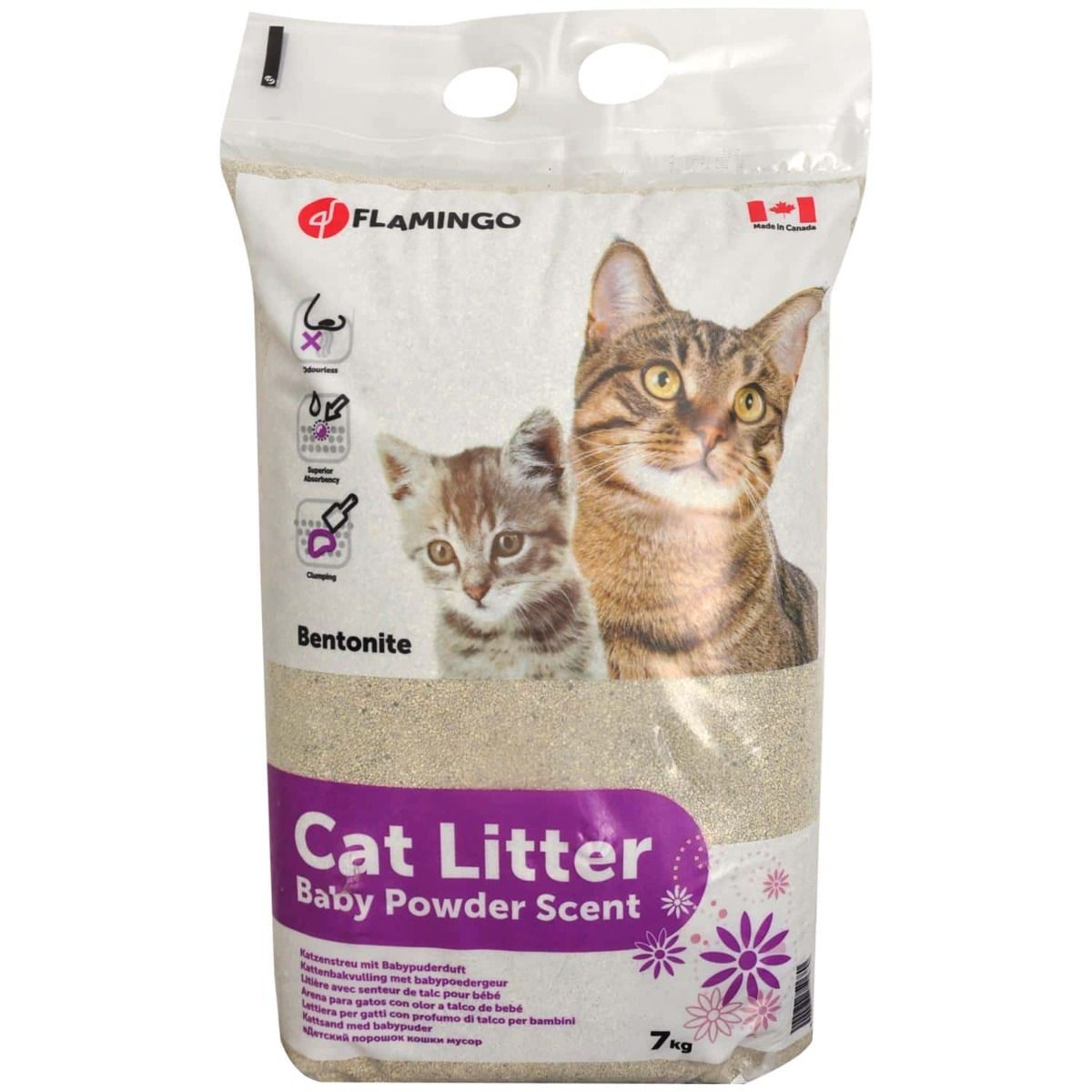 Flamingo Bentonite Baby Powder Scent Clumping Cat Litter - 7KG