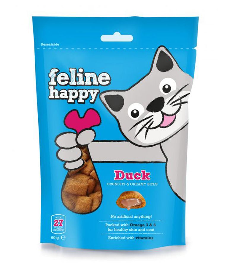 Feline Happy Duck Crunchy & Creamy Cat Treats 60g - 60G