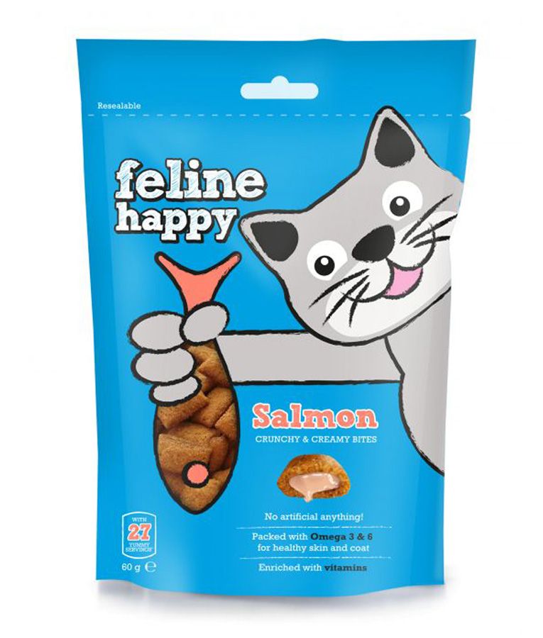 Feline Happy Salmon Crunchy & Creamy Cat Treats 60g - 60G