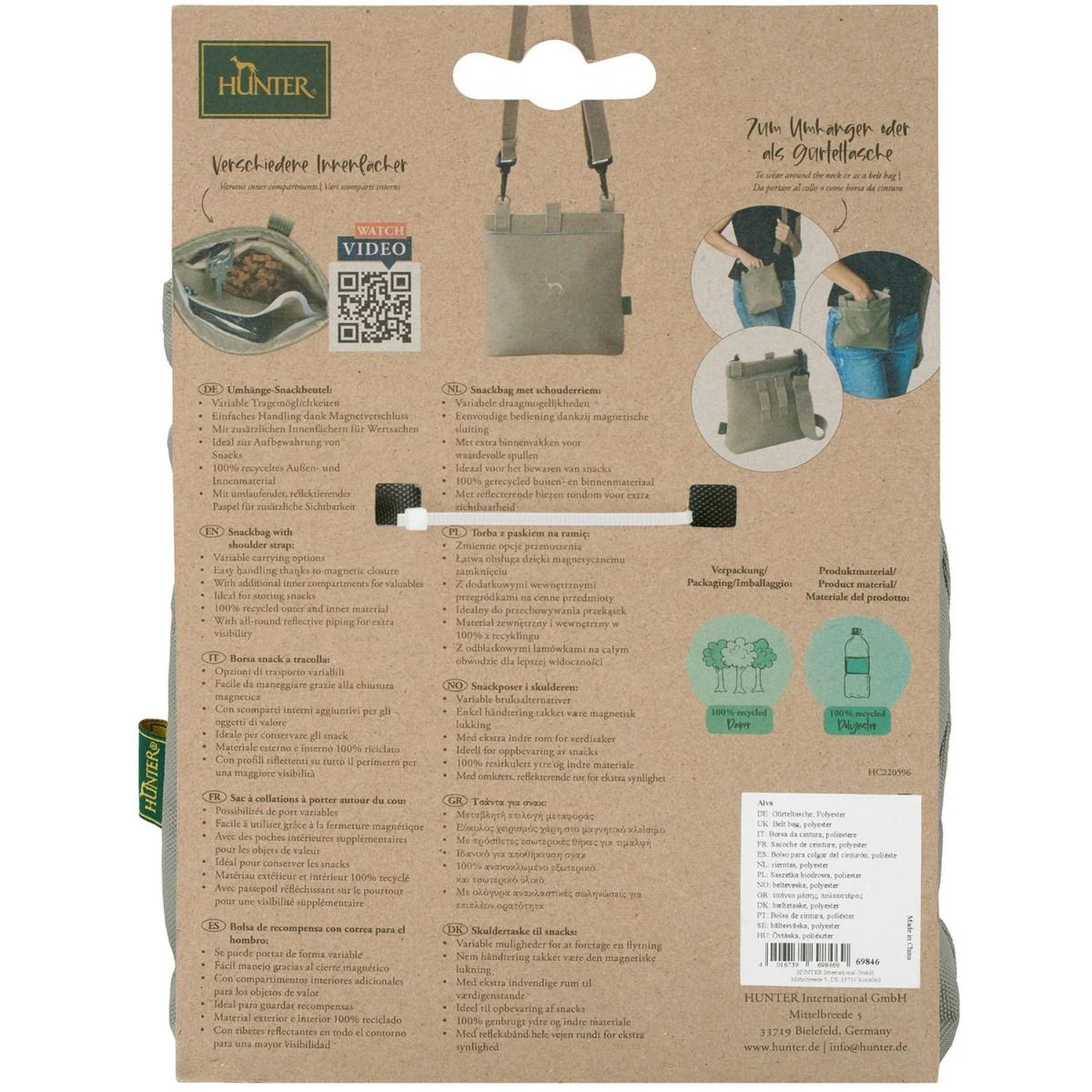 Hunter Alva Snackbag with Shoulder Strap - Grey