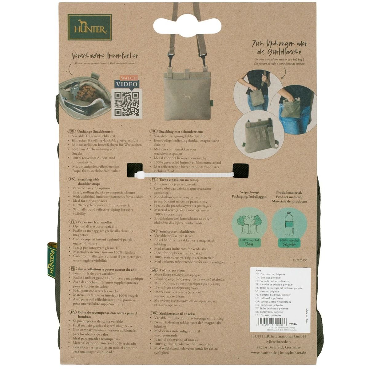 Hunter Alva Snackbag with Shoulder Strap - Olive Green