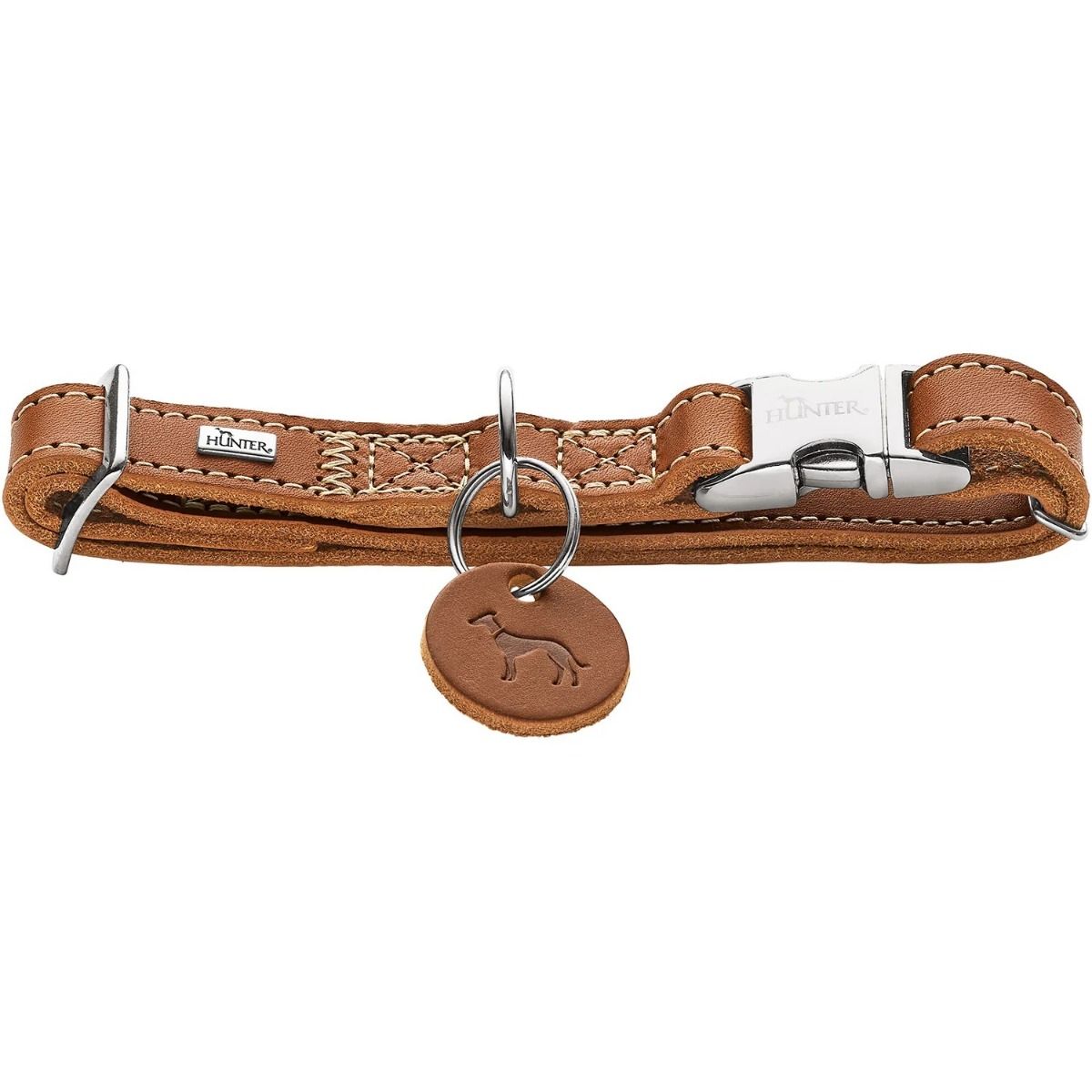 Hunter Aalborg Alu-Strong Dog Collar - Cognac Medium
