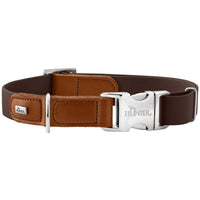 Hunter Wolmar Alu-Strong BioThane x Leather Dog Collar - Chocolate-Cognac Large